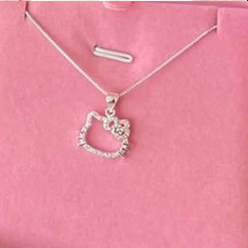 Kawaii Hello Kitty Pink Crystal Necklace