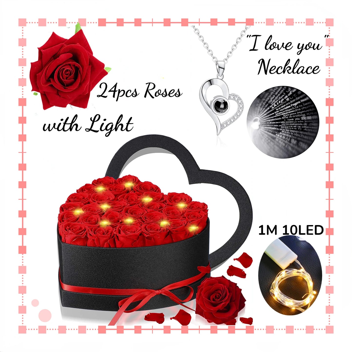 Eternal Rose Bouquet With necklace