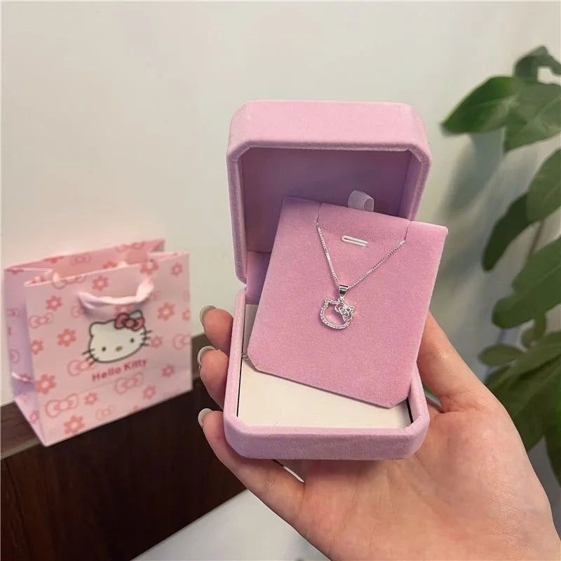 Kawaii Hello Kitty Pink Crystal Necklace