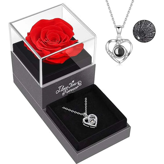 Love Necklace Eternal Flower Gift Box