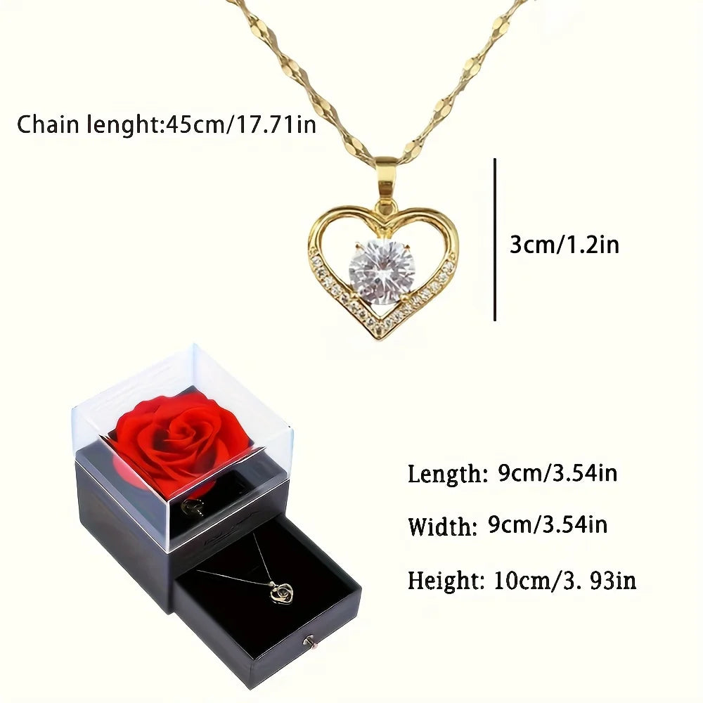 Sparkling Heart Necklace With Luxurious Rose Gift Box