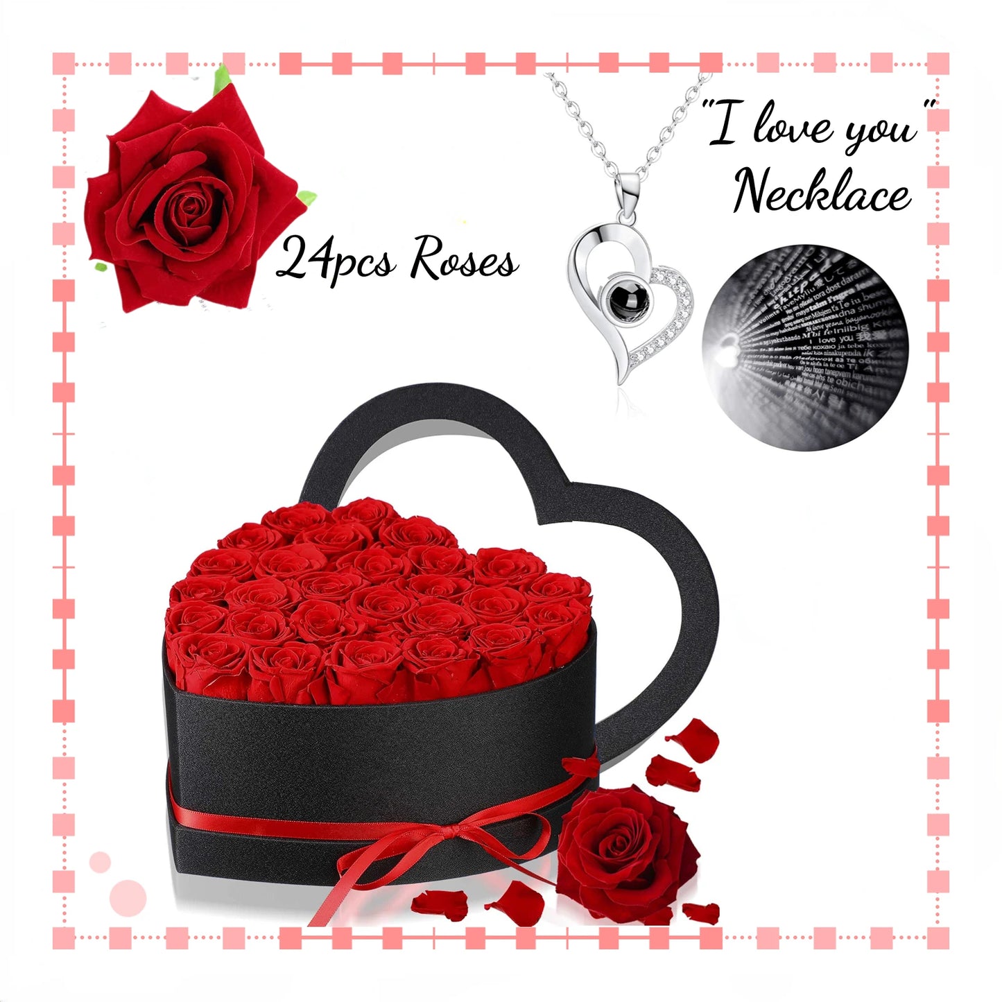 Eternal Rose Bouquet With necklace