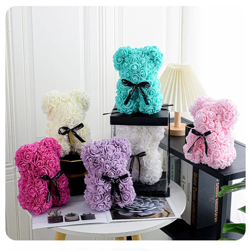 Rose Bear Artificial Foam Flower Bear