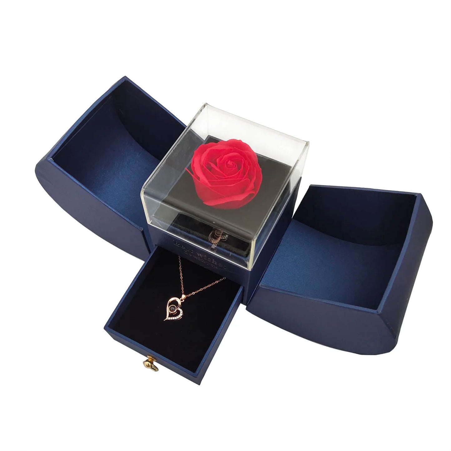 Gift Box with Necklace 100 Languages Love You Eternal Roses