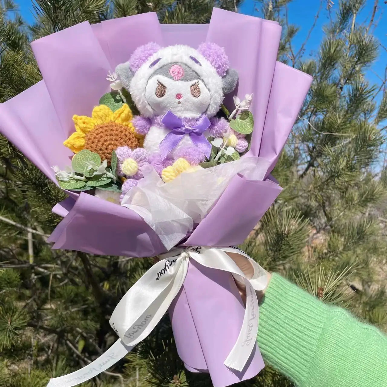 Kawaii Hello Kitty Cat Dolls With Artificial Flowers