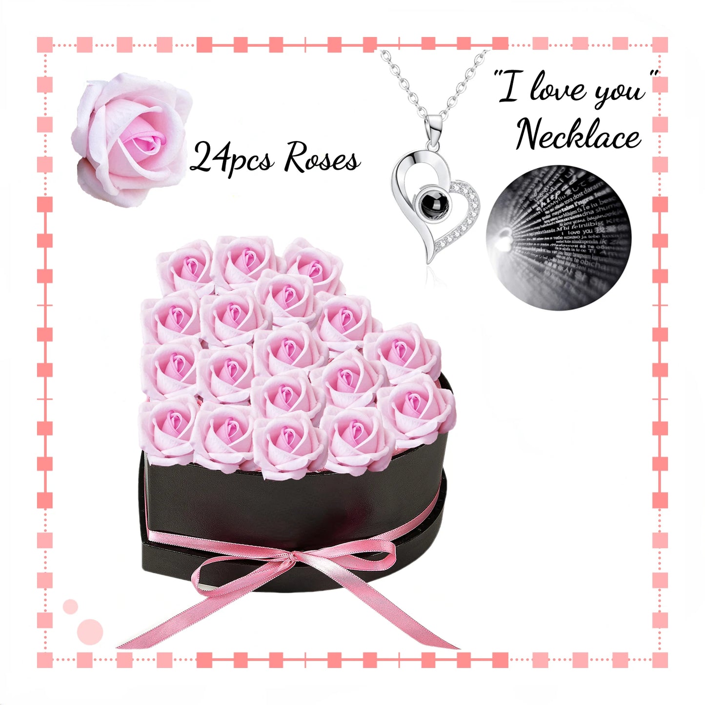 Eternal Rose Bouquet With necklace