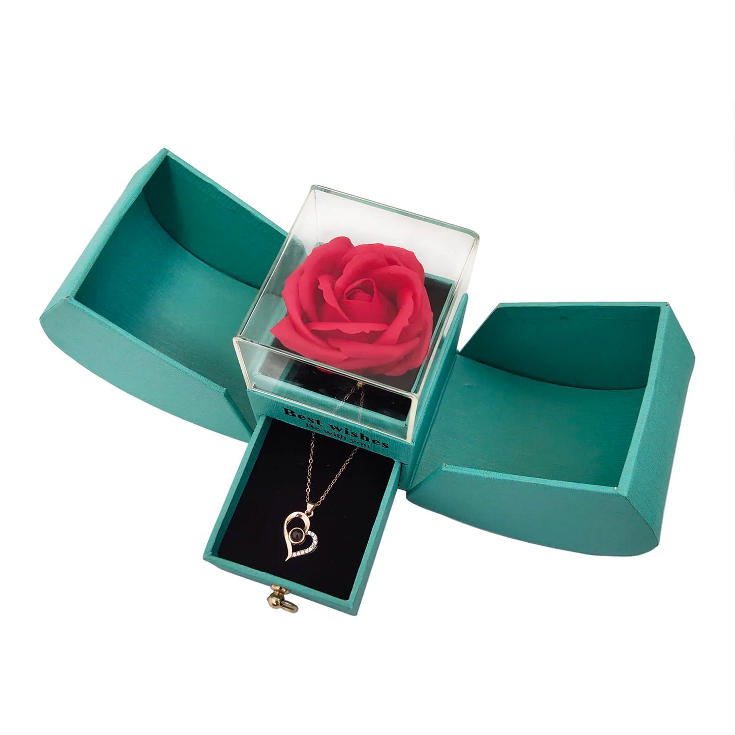 Gift Box with Necklace 100 Languages Love You Eternal Roses