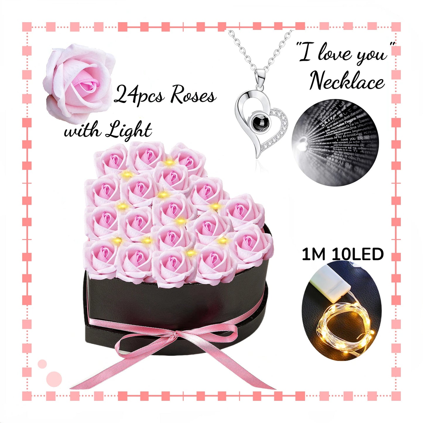 Eternal Rose Bouquet With necklace